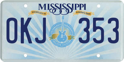 MS license plate OKJ353