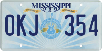 MS license plate OKJ354