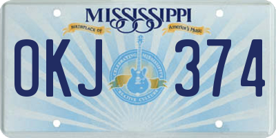 MS license plate OKJ374