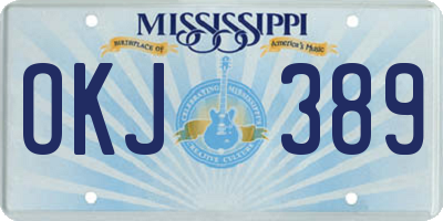 MS license plate OKJ389