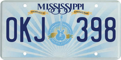 MS license plate OKJ398