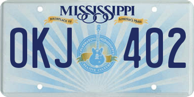 MS license plate OKJ402