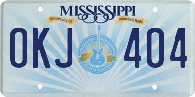 MS license plate OKJ404