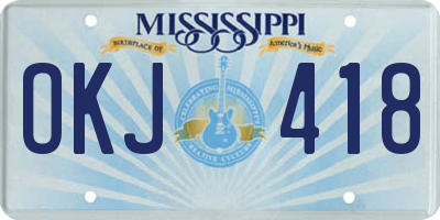 MS license plate OKJ418