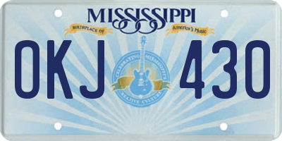 MS license plate OKJ430