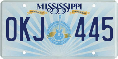 MS license plate OKJ445