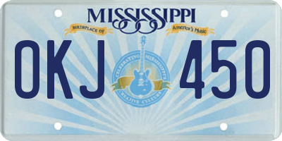 MS license plate OKJ450