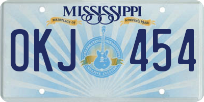 MS license plate OKJ454