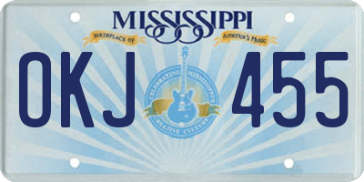 MS license plate OKJ455