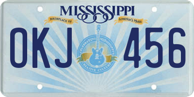 MS license plate OKJ456