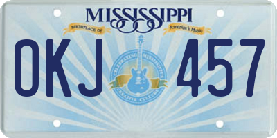 MS license plate OKJ457