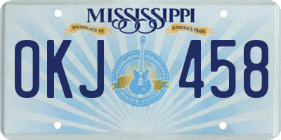 MS license plate OKJ458