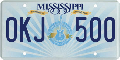 MS license plate OKJ500