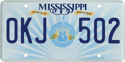 MS license plate OKJ502