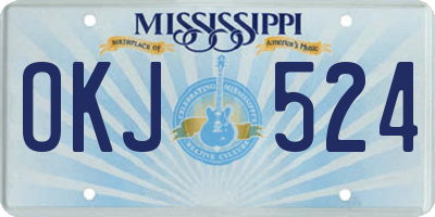 MS license plate OKJ524