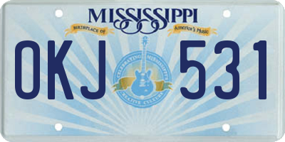 MS license plate OKJ531