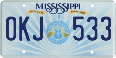 MS license plate OKJ533
