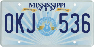 MS license plate OKJ536