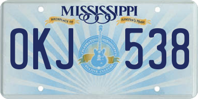 MS license plate OKJ538