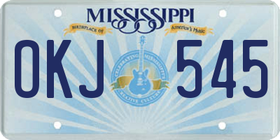 MS license plate OKJ545