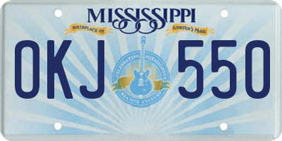 MS license plate OKJ550