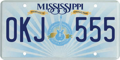 MS license plate OKJ555