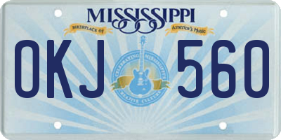 MS license plate OKJ560
