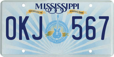 MS license plate OKJ567