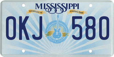 MS license plate OKJ580