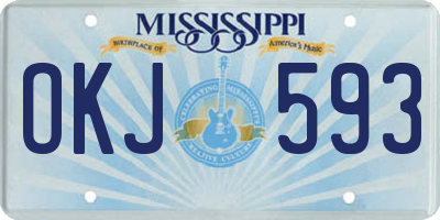 MS license plate OKJ593