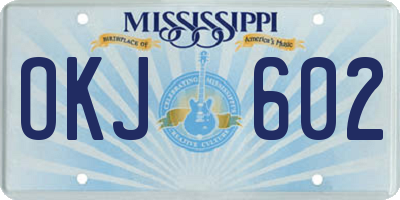 MS license plate OKJ602