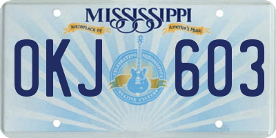 MS license plate OKJ603