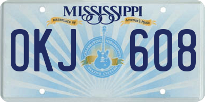 MS license plate OKJ608