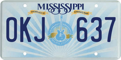 MS license plate OKJ637