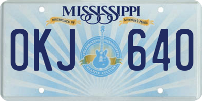 MS license plate OKJ640