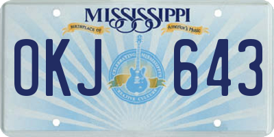 MS license plate OKJ643