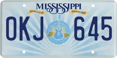 MS license plate OKJ645