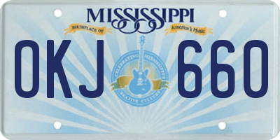 MS license plate OKJ660