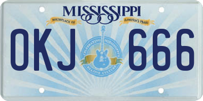 MS license plate OKJ666