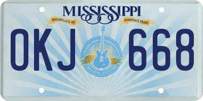 MS license plate OKJ668
