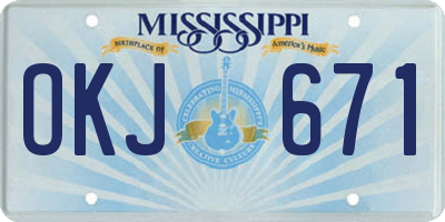 MS license plate OKJ671