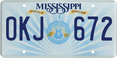 MS license plate OKJ672