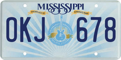 MS license plate OKJ678