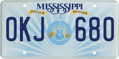 MS license plate OKJ680