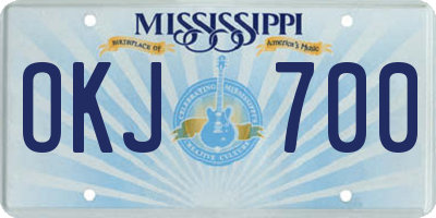MS license plate OKJ700