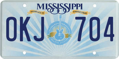 MS license plate OKJ704