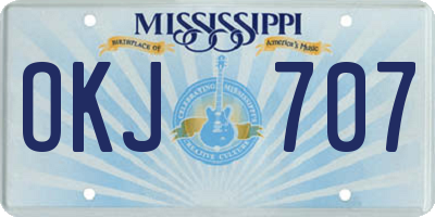 MS license plate OKJ707