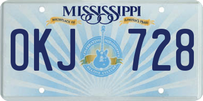 MS license plate OKJ728