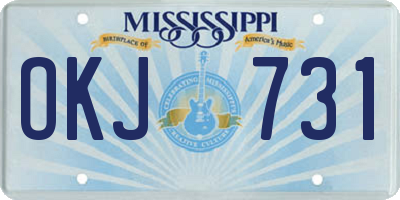 MS license plate OKJ731