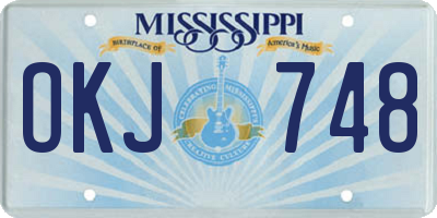 MS license plate OKJ748